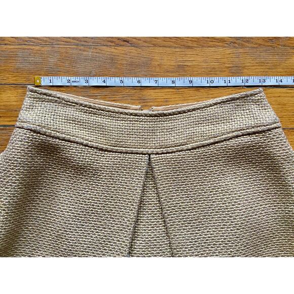 BANANA REPUBLIC Metallic Gold Wool Pleated Skirt sz 0 - Picture 9 of 10